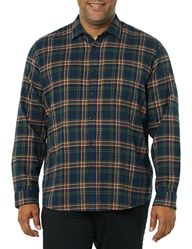 Image of Amazon Essentials Men's Regular Fit Long-Sleeve Flannel Shirt, Soft Brushed Cotton, Lightweight yet Warm