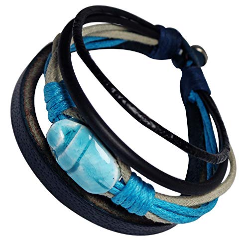 bonballoon Egyptian 8 Scarab Beetle Bracelets for Women Men’s Men Ladies Bracelet Cuff 8 Handmade Leather Jewelry Pharaoh Pharaoh’s Hieroglyphics Beads Stone Egypt Luck 108