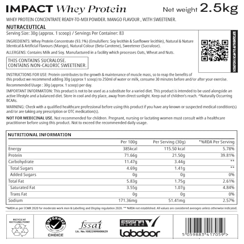 Image of MYPROTEIN Impact Whey Protein (2.5 KG, Mango)