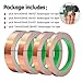 Oubaka 4 Sizes Copper Foil Tape,Double-Sided Conductive Copper Tape with Adhesive for EMI Shielding,Paper Circuits,Electrical Repairs,Grounding(5mm,6mm,8mm,10mm) X 21.9yards