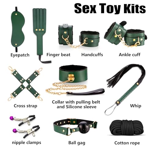 Image of BDSM kit Sex Toys Bondage Restraints Set,Anal Butt Plug Toys and Adjustable Handcuffs Collar Ankle Cuff Blindfold,Sex Things for Couples Kinky and Couple Sex Toys for Games Card.