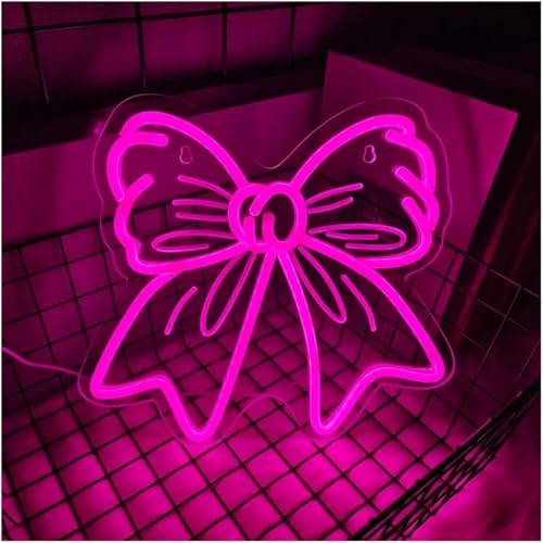 Lampe néon rose avec technologie LED basse consommation forme nœud