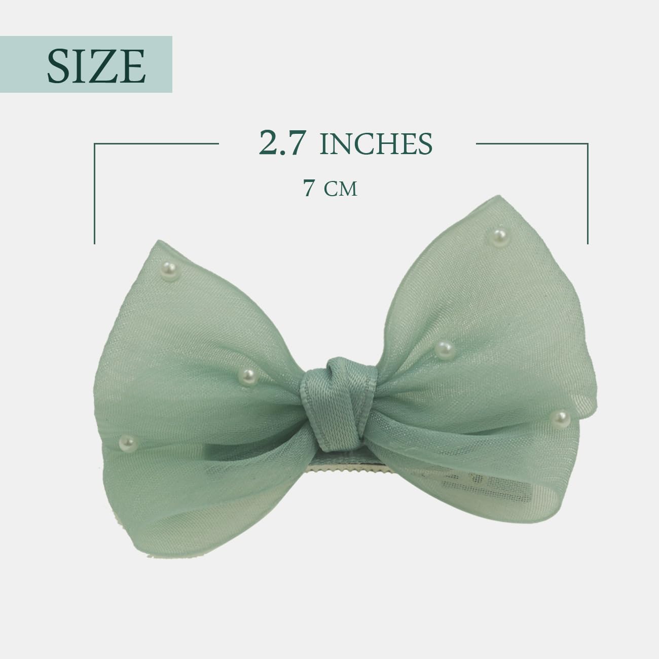 Pinzas para el pelo con lazo verde claro perla para niña, 2 unidades