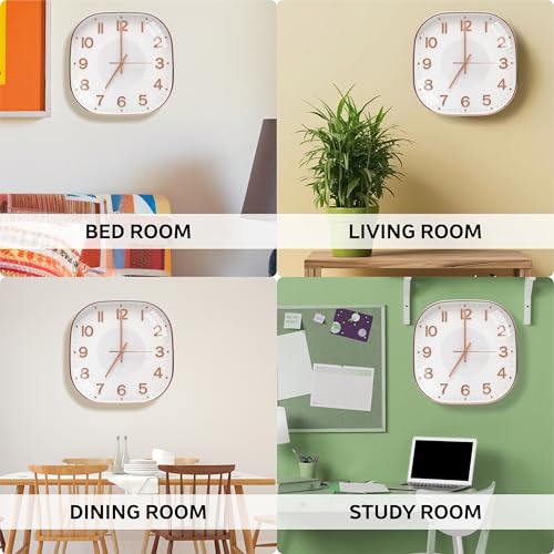 Image of TEKCOOL Plastic Analogue Wall Clock 12 inch Silent Quartz Decorative Wall Clock Non-Ticking Classic Clock Battery Operated Round Easy to Read for Room /Home /Kitchen /Bedrom /Office /School.Rose White.'