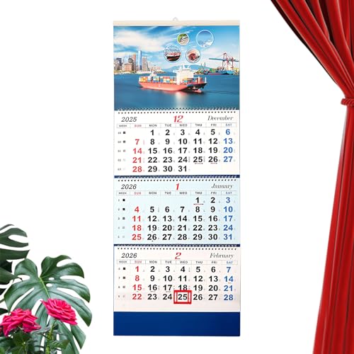 Foldable Monthly Planner - 2026 Wall Calendar, 4 Folds Organizer with Dates, Paper Chart Set with Layout, Seasonal Planning Style, Supplies for Home, Office, School, Classroom