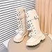 Knee Length Combat Boots for Girls Mid Calf Lace Up Riding Boot Fashion Zipper Punk Goth Boots PU Leather Platform Shoes