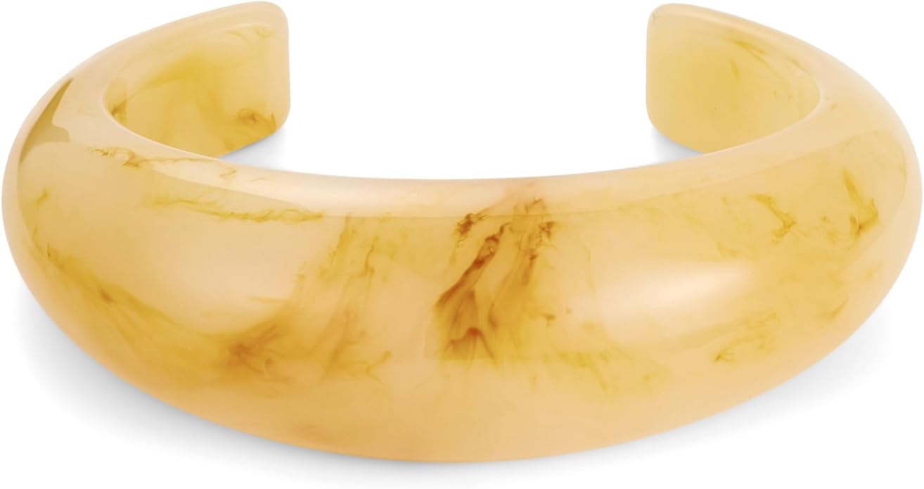 WOWORAMA Acrylic Resin Cuff Bracelet for Women Colorful Acrylic Dome Open Bangles Beige Tortoise Brown Chunky Mottled Acetate Resin Bracelets Jewelry