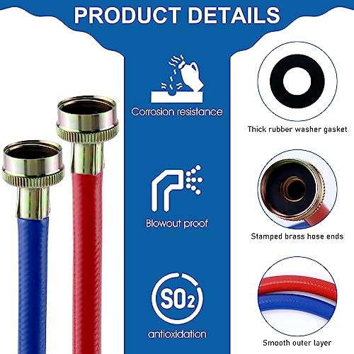 Miflus 4FT RUBBER WASHING MACHINE HOSES Washer Hoses 4Ft/4Ft Rubber Washer Hose,Universal Washing Machine Hoses/Washer And Dryer Hose 3/4 Washer Hose thumb #2