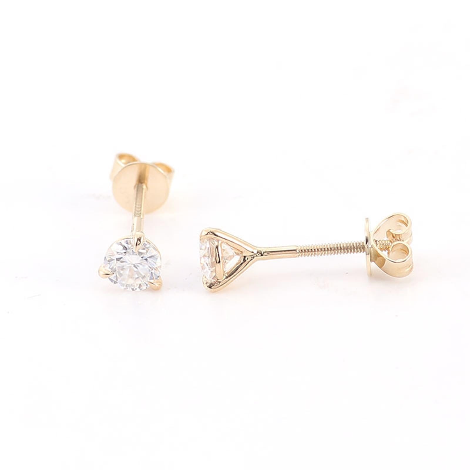 Epinki Orecchini Anallergici Donna Oro 9K/14K/18K Moissanite Rotonda Semplice da 0.6ct/1ct/2ct/4ct Orecchini
