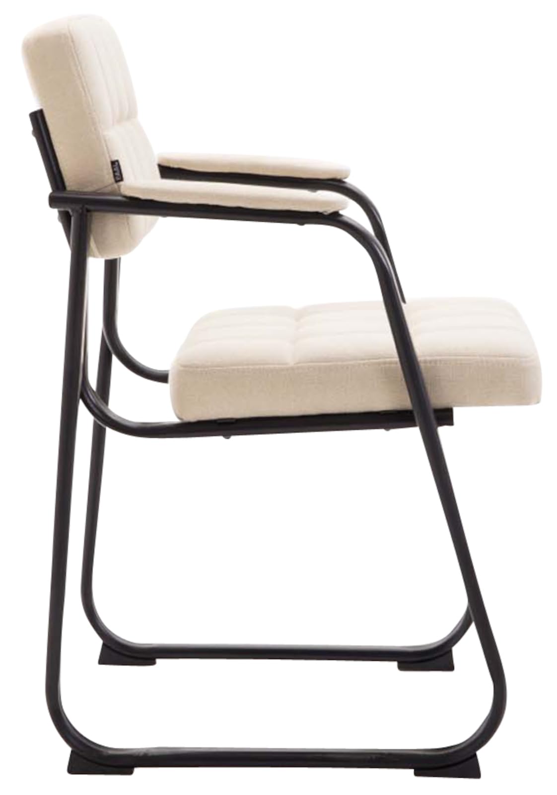 CLP Lot De 2 Chaises Canada en Similicuir I Sièges avec Piètement en Métal Noir I Accoudoirs Et Dossier Ajouré, Couleur:crème
