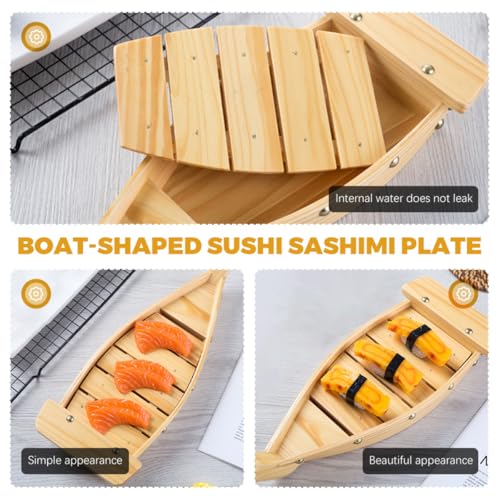 Plato de sushi madera 37 cm para servir y sashimi miniatura 3