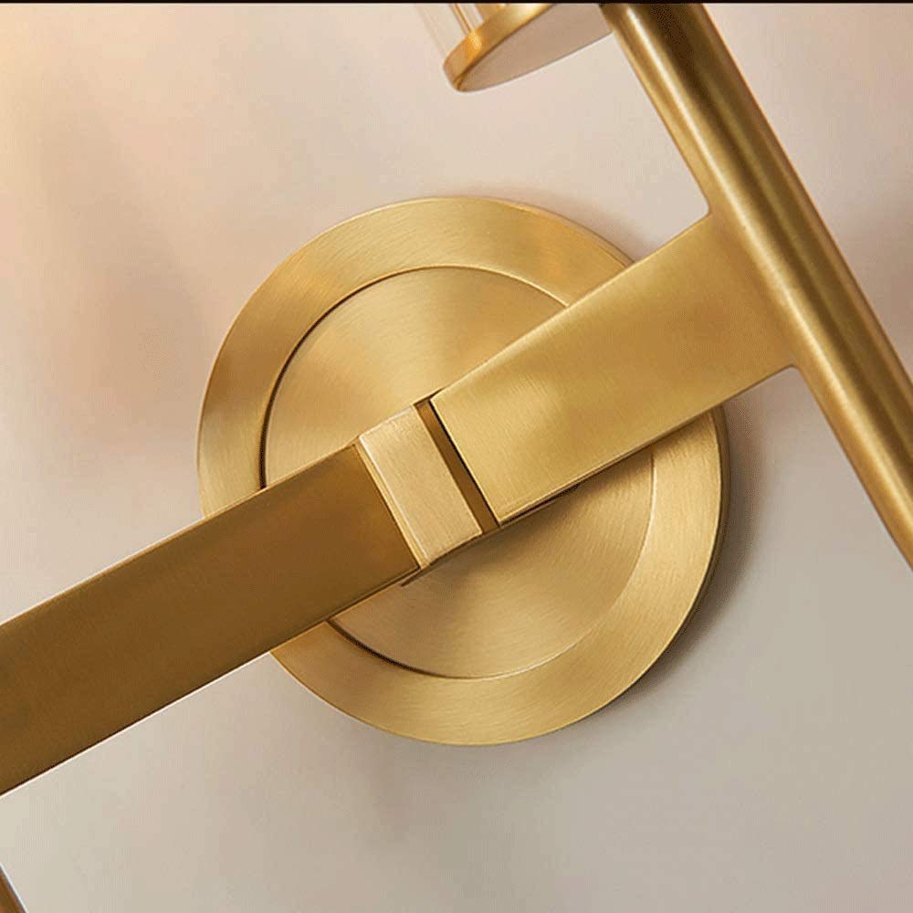 Lampada da parete moderna a 2 teste, contemporanea - Basi for luci applique, Paralume in vetro Staffa con finitura in ottone metallico Apparecchio di illuminazione Art Déco