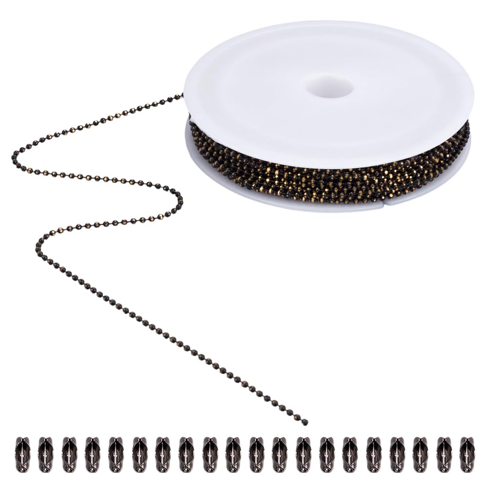 30 Piede/9 m 1.5mm Catena A Sfere in Ottone per Cani con Perline A Forma di Piastrina Piccola Palla Rotonda Sfaccettata Canna di Fucile Saldata in Metlega con Maglie in Rotolo Connettori per