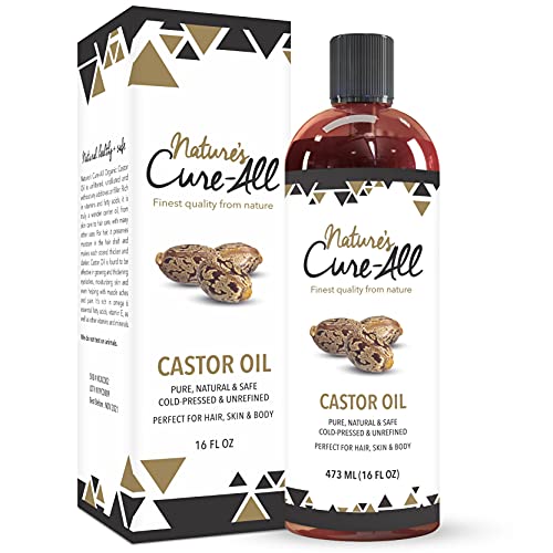 Castor Oil (16oz), 100% Natural & Pure Castor Oil for Hair Growth, Conditioning & Moisturizing Oil, Cold Pressed, Eyelashes and Eyebrow Growth Oil
