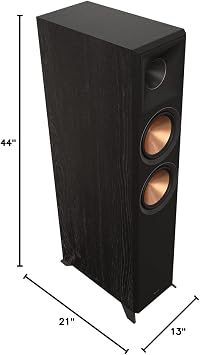 Klipsch RP-6000F II 2.0 Dual Floorstanding Speaker Pair with 90 x 90 Hybrid Tractrix Horn, 1 LTS Tweeter, 6.5 Cerametallic Woofers, and Dolby Atmos Options for Premium Home Theater Sound in Ebony