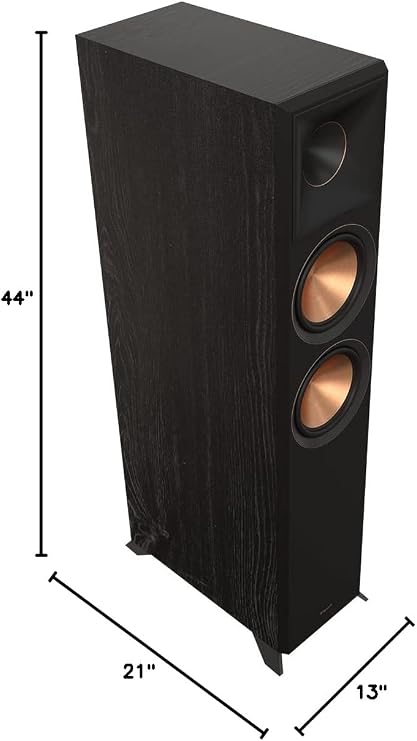 Klipsch RP-6000F II 2.0 Dual Floorstanding Speaker Pair with 90 x 90 Hybrid Tractrix Horn, 1 LTS Tweeter, 6.5 Cerametallic Woofers, and Dolby Atmos Options for Premium Home Theater Sound in Ebony