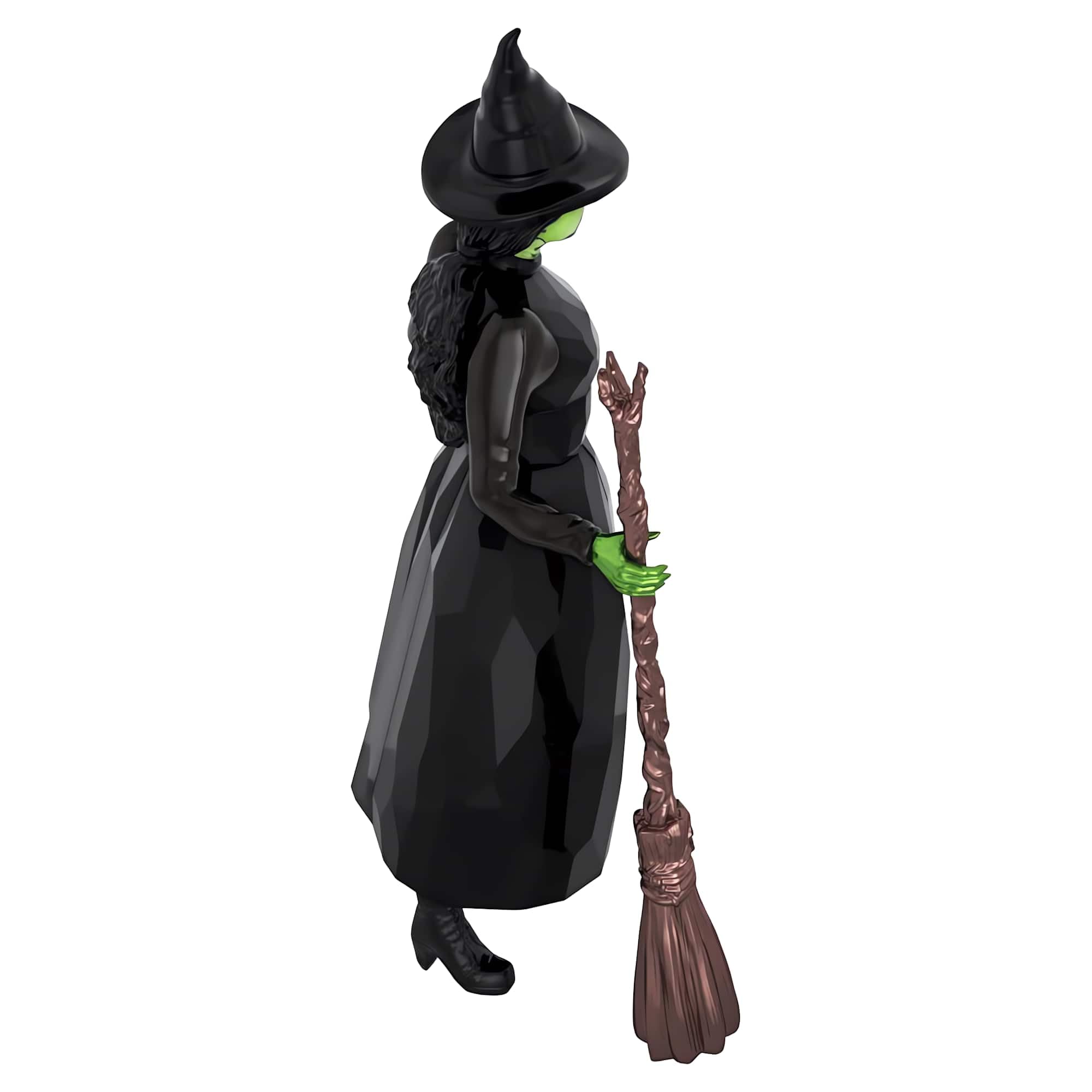 Swarovski Wicked Elphaba Thropp, Kristallfigur aus dem Film Wicked mit dem Charakteristischen Schwarzen Outfit, der Grünen Haut, ihrem Besen und 444 Facetten, Größe: 14 x 3.7 x 7.3 cm
