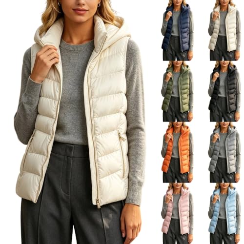 MaMiDay Hooded Puffer Vest Women Lightweight Zip-Up with Zip Pockets - image 1