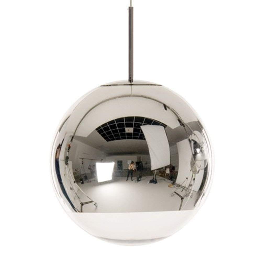 Chandelier Globe Chic en Métal Argenté - Luminaire Miroir Haute Qualité