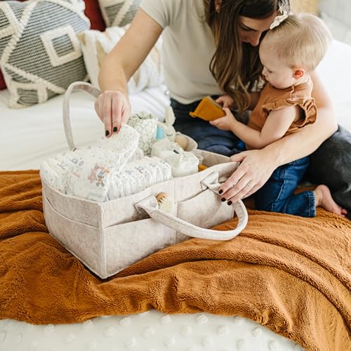 Image of PUTSKA Baby Diaper Caddy Organizer - Nursery Storage Basket for Diaper Station, Baby Basket Shower List and Registry Gift Must-Haves, Newborn Essentials, Nursery Decor for Boy or Girl - DarkMocha, XL
