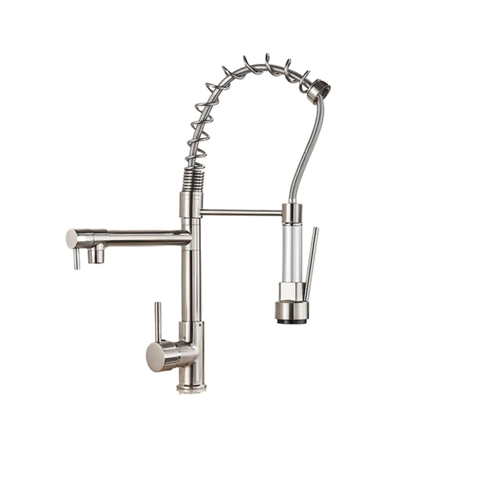 Mitigeur d'évier avec ressort et douchette extractible double buse rotative pour grand évier