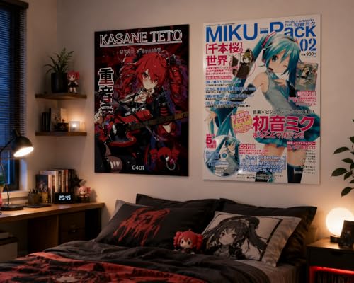 Image of Teto & Miku Anime Poster Set of 2 - Vocaloid Inspired Wall Art for Bedroom, Gaming Room & Japanese Anime Decor