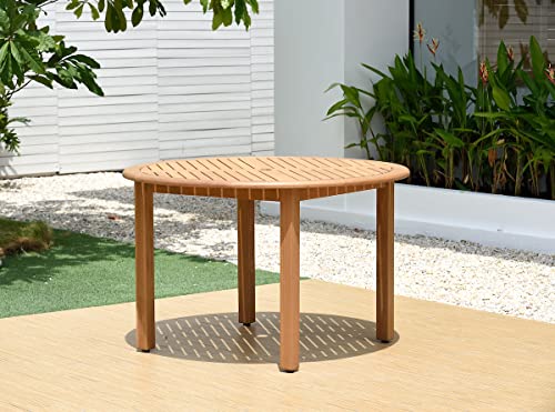 Amazonia Indiana Round Patio Dining Table | Teak Finish | Durable and Ideal for Indoors and Outdoors, Brown Amazonia Indiana Round Patio Dining Table | Teak Finish | Durable and Ideal for Indoors and Outdoors, Brown