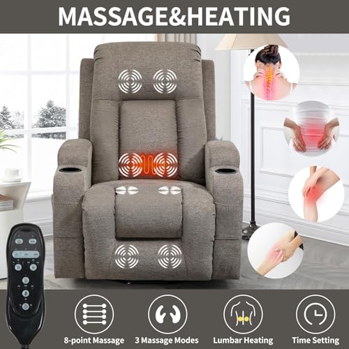 Sillón eléctrico reclinable con masaje y calor gris miniatura 5