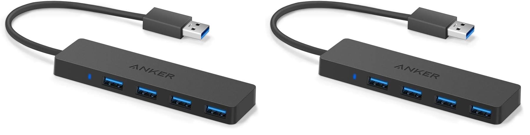 Anker USB Hub 4 Ports with 5Gbps Data Transfer, Multiple USB 3.0 Hub, USB Splitter for Laptop, Extender for A Port Laptop, PC, Desktop and More [Charging Not Supported](0.7 ft USB-A) (Pack of 2)