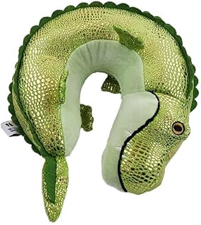 Wolf Essentials Kids Cozy Soft Fiber Filled Animal Neck Travel Pillow, Compact, Perfect for Plane or Car Travel, Kids Ages 3+, Alligator