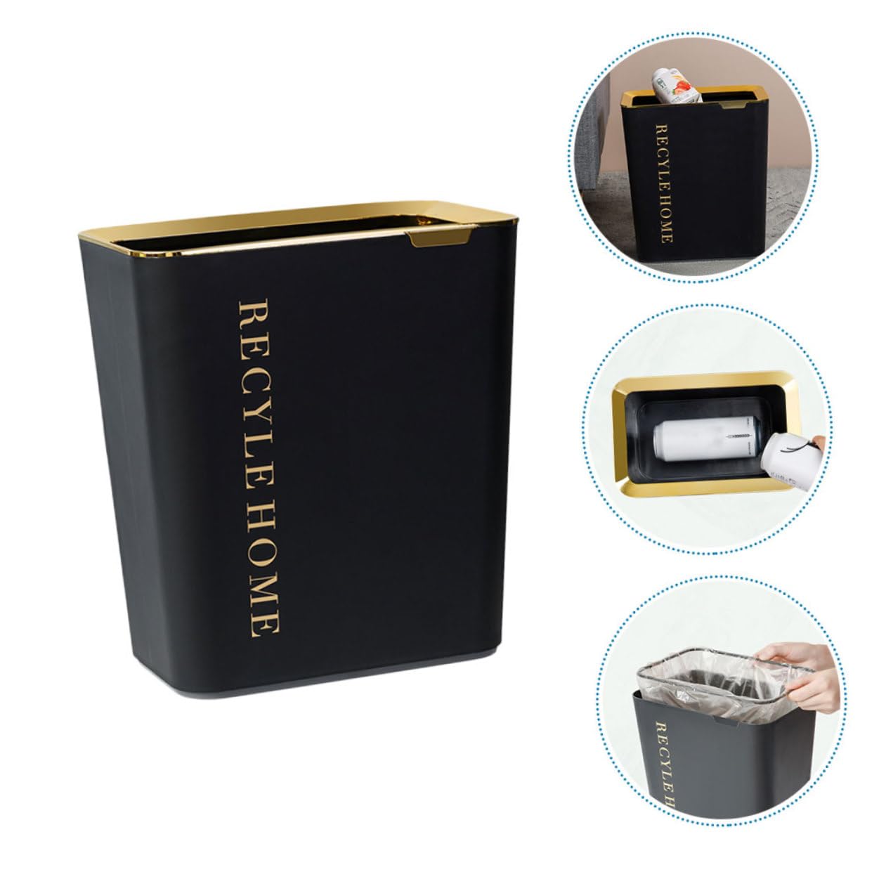 Toyvian Cubo Basura Cuadrado Tapa y Anillo de Presión, Estilo Nórdico Moderno, Práctico y Compacto, Contenedor de Residuos