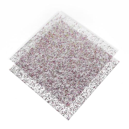 Image of Jadeshay 2-Pack Glitter Acrylic Sheets 12x12 Inch 1 /8 inch Thick - Pink Sequin Clear Plexiglass for DIY Crafts, Signs, Laser Cutting & Wall Decor
