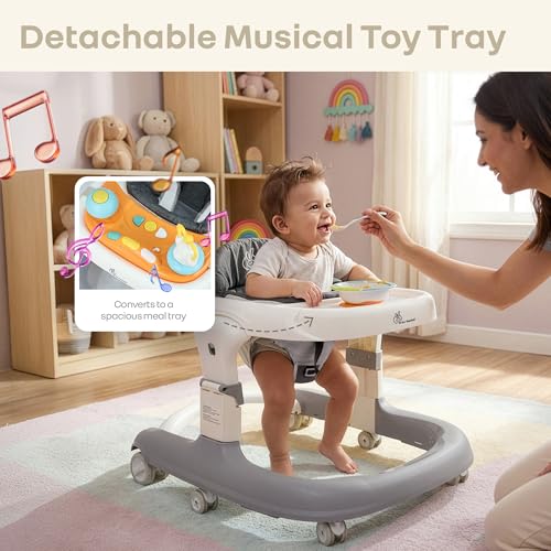 R for Rabbit Little Feet Sportz Baby Walker Grey Grey White - Image 4