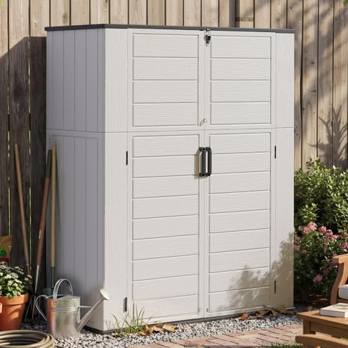 Aoxun 61 Cu.Ft Outdoor Storage Shed with Floor, White
