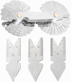 Eyech Stainless Steel Screw Thread Pitch Cutting Gauge Tool Set, 58 Pcs Metric & America SAE Type & British Whitworth Caliper Gages + 3pcs 55 & 60 Degree Center Gage Measuring Tool