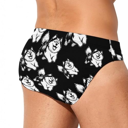 Alaskan Malamute Dog Running Mens Swim Briefs Bikini Sexy Low Rise Trunks Swimsuit Bathing Suit Beach3