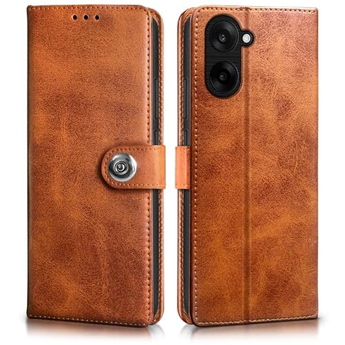 Image of WOW IMAGINE Shock Proof Flip Cover Back Case for 1+ OnePlus Nord CE 5 5G (Magnetic Button Flip Case | Wallet Pockets & Stand | Leather Finish | Alder Brown)