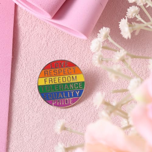 Image of Rainbow Pride Day Pin, Enamel LGBT Pins Equality Lapel Brooch LGBTQ Pins Ally Accessories Gift for Gay Lesbian Bisexual Backpack Clothes Hat Bags