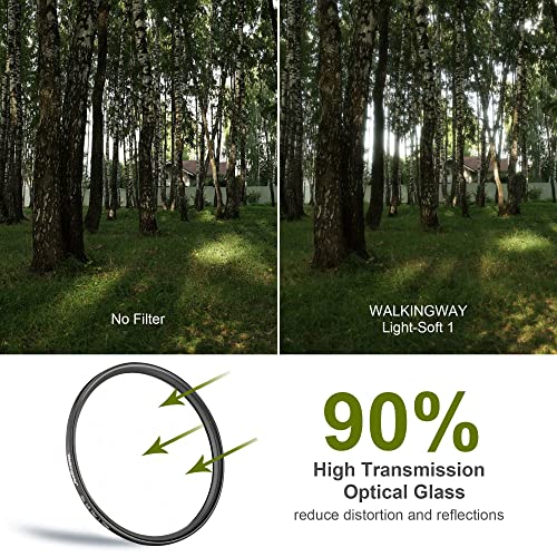 Image of Walking Way 72MM White Mist Diffusion Filter - Subtler Soft Focus Circular Lens Filter - Dreamy Fog Effect Softening Camera Diffuser for Digital DSLR Camera (Light-Soft 1, 72MM)