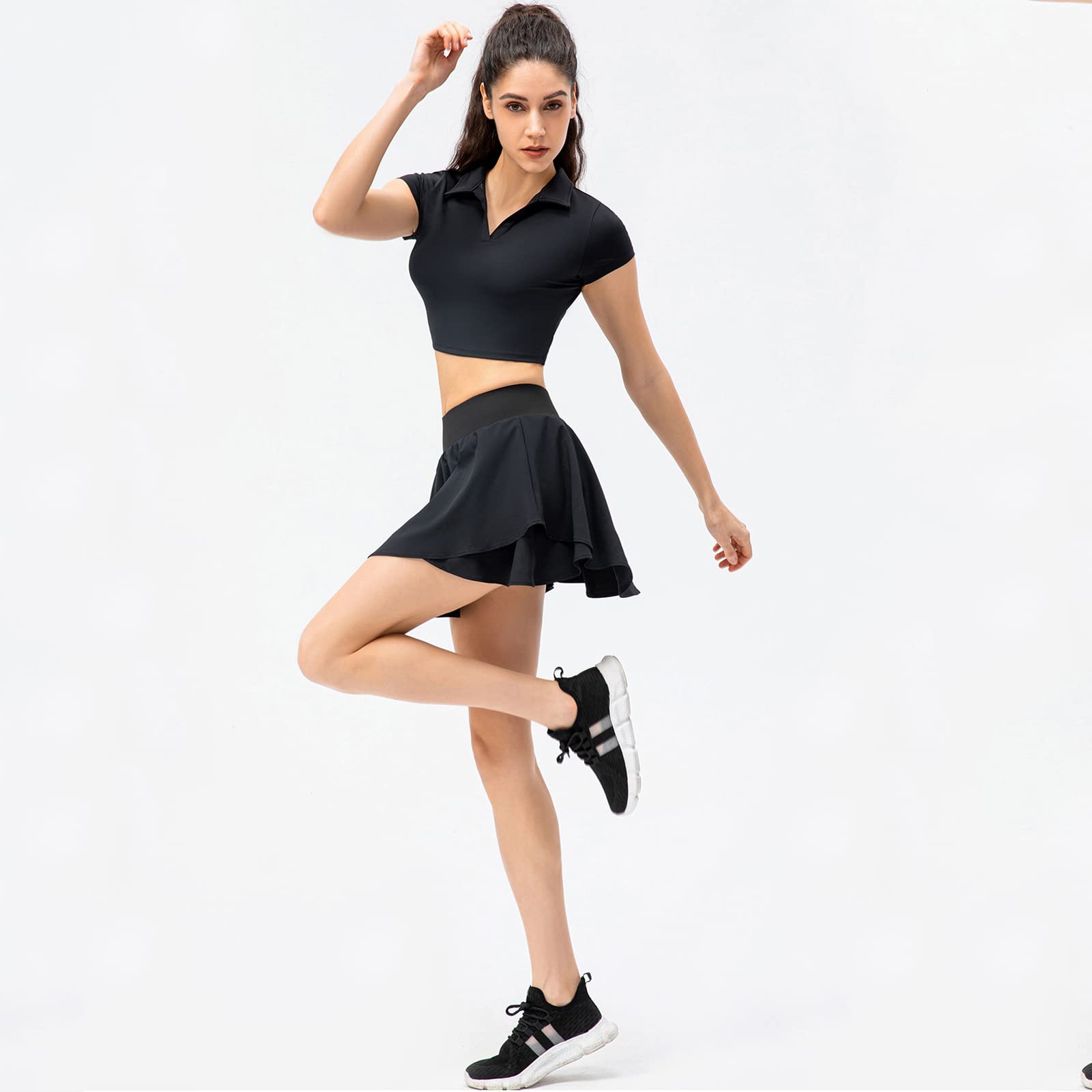 Tennisrock Damen Tennis Skort Damen, Faltenrock Golfrock mit Tasche & Innenhose für Laufen Tennis Golf Uv-Schutz Outdoor Reise