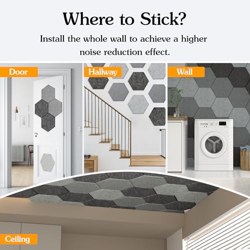 Image of Acoustic Panels, Magrowill 12-Pack Soundproof Wall Panels 12 X 10 X 0.4 Inches, Sound Absorbing Panels with Full Self-Adhesive, Interior Wall Decor Felt Tiles Board