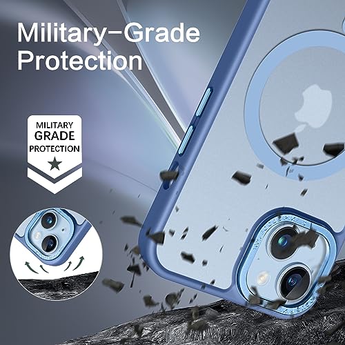 Image of BENTOBEN Magnetic iPhone 13 /14 Case, Translucent Matte Slim Shockproof Women Men Phone Cover, Blue, Compatible with MagSafe, 6.1 inches