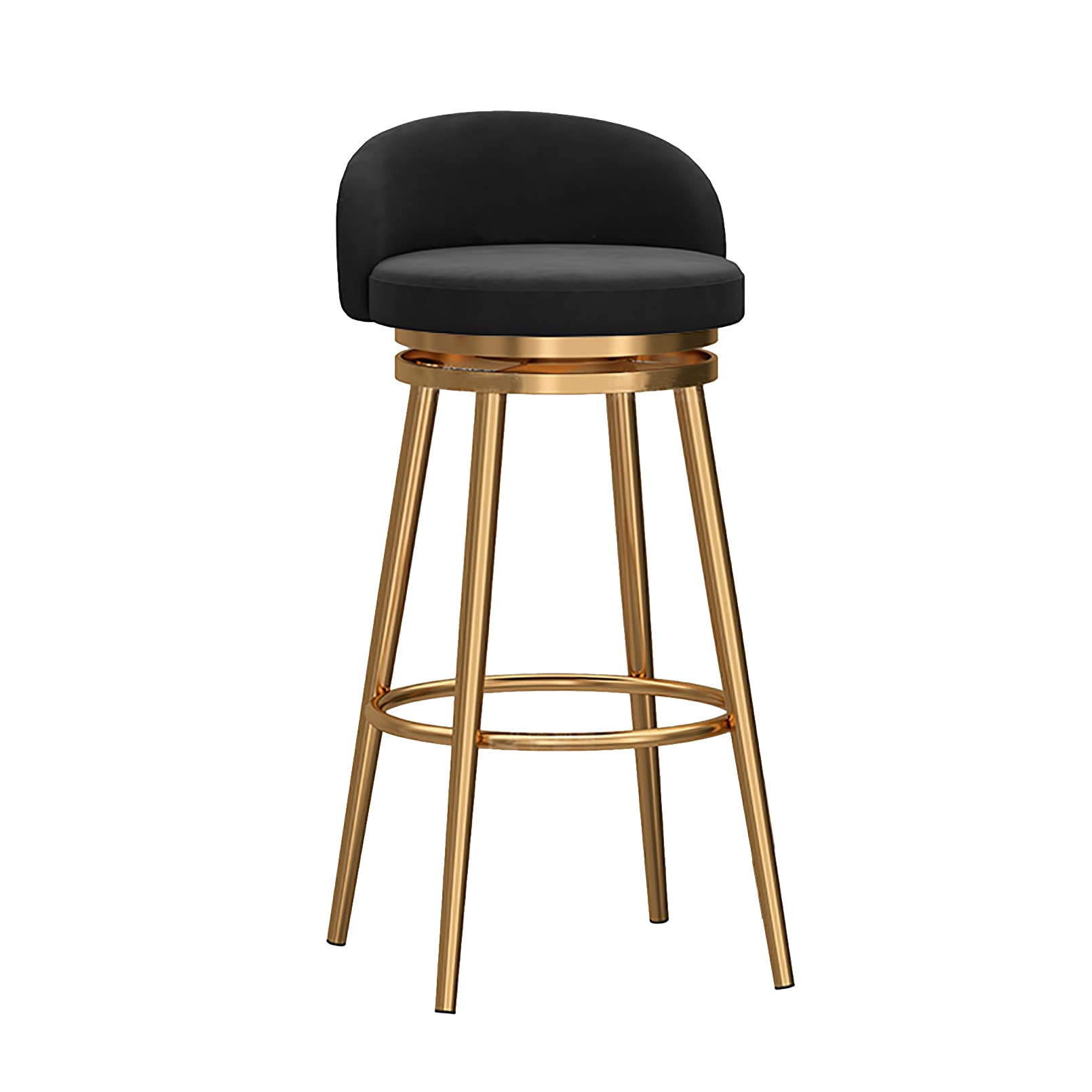 Farmhouse Kitchen Breakfast Bar Stools Set of 3 - Counter Height Swivel Bar Stools with Backs, Velvet Upholstered Seat, Gold Metal Legs - 360° Rotation