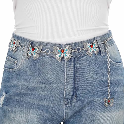 Navoky Concho Western Belt Woman Turquoise Cowgirl Waist Chain Silver Country Concert Outfit Body Jewelry Accessories2