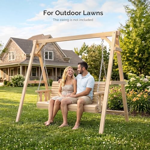 Image of VINGLI 6.2FT Wooden Porch Swing Frame for 4FT Swing, Natural