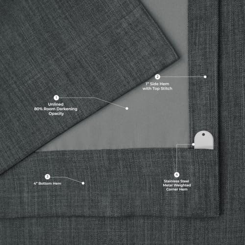 Image of HPD Half Price Drapes Grommet Linen Curtains 96 Inches Long Room Darkening Curtains for Bedroom & Living Room (1 Panel), 50W x 96L, Dark Gravel