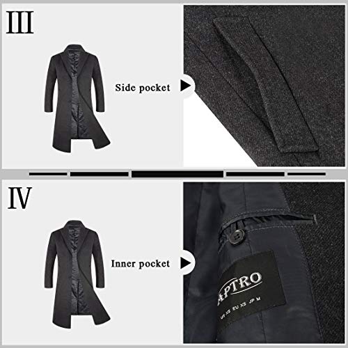 APTRO Mens Coats Thick Wool Coats Winter Jacket Long Elegant Outwear Slim Fit Trench Coat 1817 Grey M steampunk buy now online