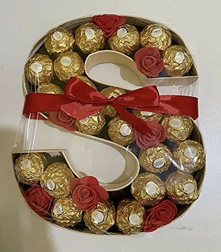 Lettera S in legno da 22 cm, riempibile