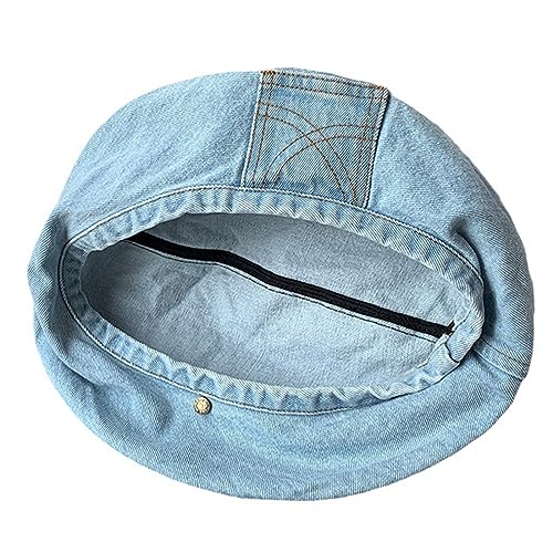 KUFptva Women's Denims Beret Hat, Blue, Unisex Adults, Casual Wear, Breathable, Cotton, Beret