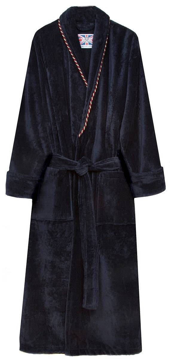 Bown Of London Women's Navy Duchess Plain Velour Dressing Gown - Medium